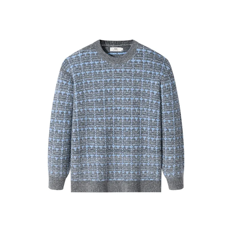 GXG Sweater Men's Coffee Ground Blue Plaid-0
