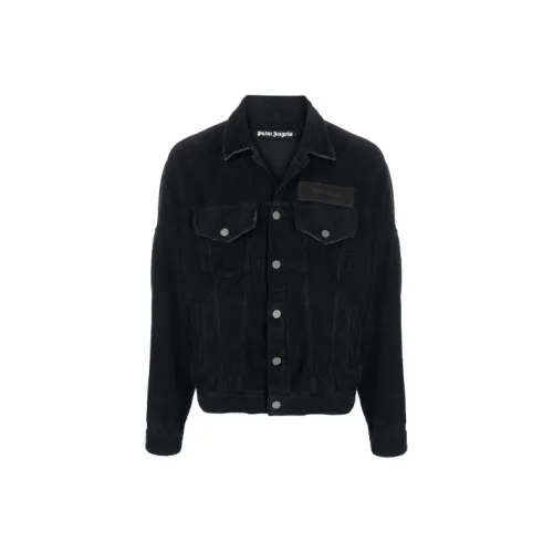 PALM ANGELS FW21 Corduroy Logo Denim Jacket Black