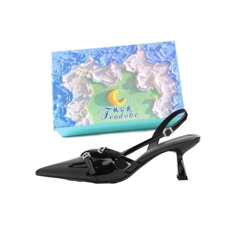 Feo Dvke Slim Heel High Heels Women's Black Gift Box Set-1