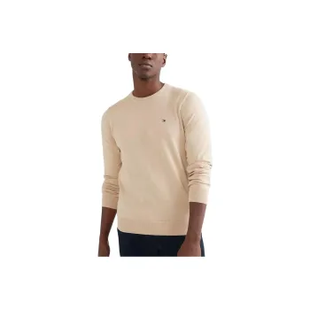 Tommy Hilfiger Solid Crewneck Sweater Sweaters Clayed Pebble Sweater Men's Light Brown