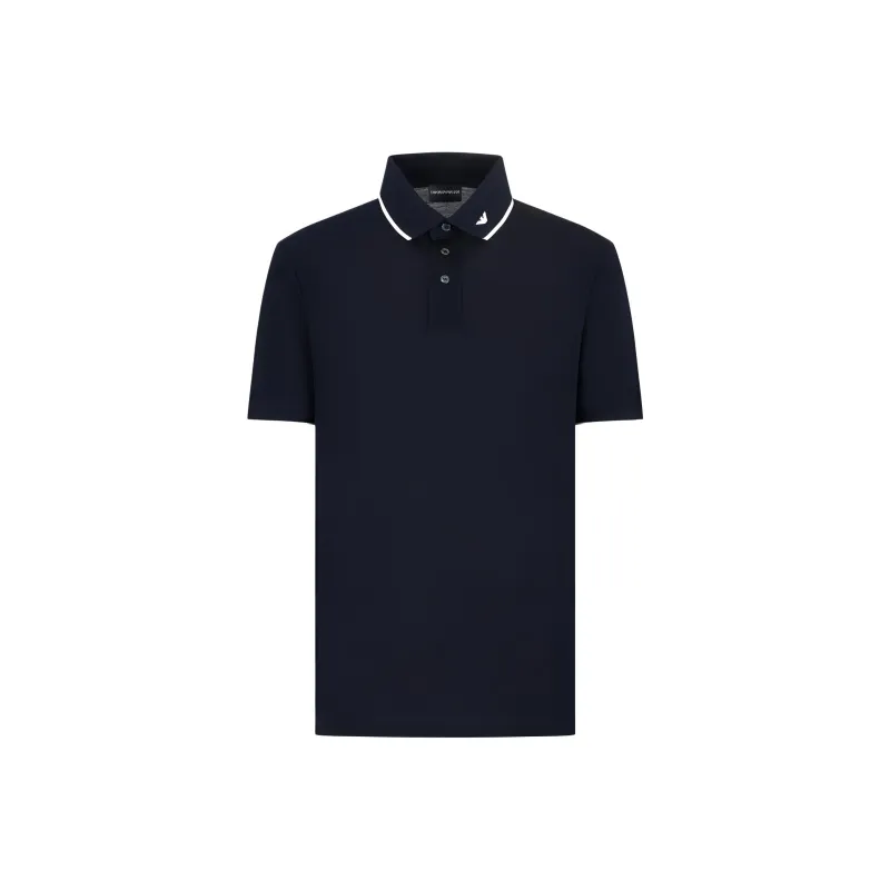 EMPORIO ARMANI Mercerised Piqué Polo Shirt With Micro Eagle Embroidery-0