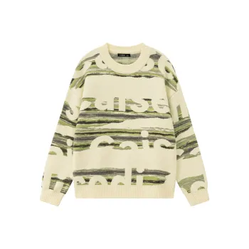 CAISEDI Sweaters Men Ecru