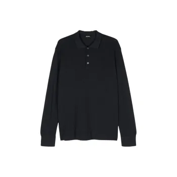 Ermenegildo Zegna Long Sleeved Fine Knit Polo Shirt