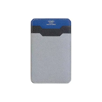 HERMES City Epsom Calfskin Card Holder Card Holder Women's Ice Blue/Navy Blue/Indigo