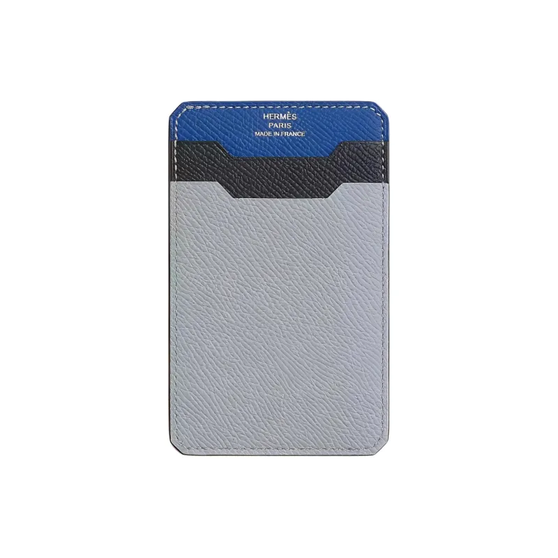 HERMES City Epsom Calfskin Card Holder Card Holder Women's Ice Blue/Navy Blue/Indigo-0