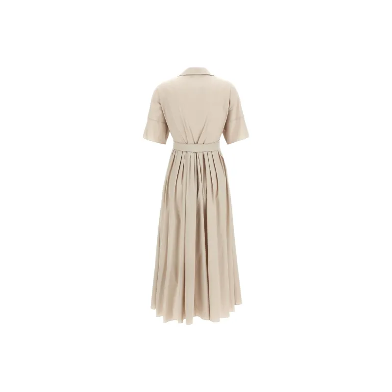 'S MAX MARA Short Sleeved Dress Women's Beige-1