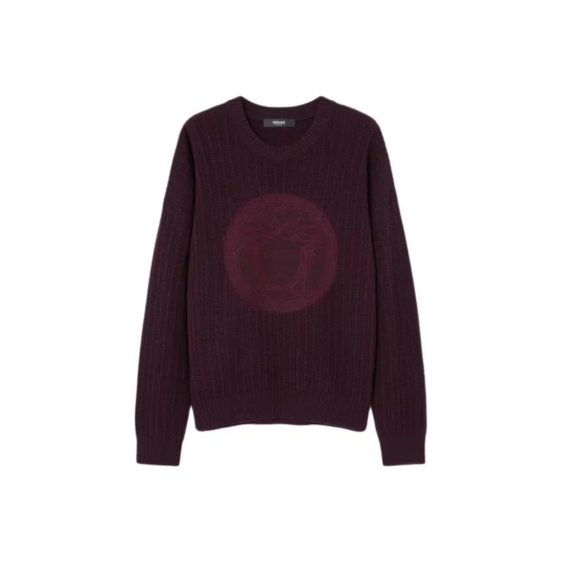 VERSACE Medusa embroidered Cable knit Sweater-0