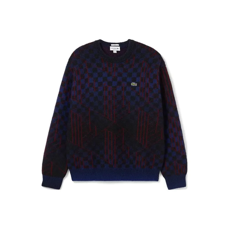 LACOSTE Sweater Unisex Blue Black Plaid-0