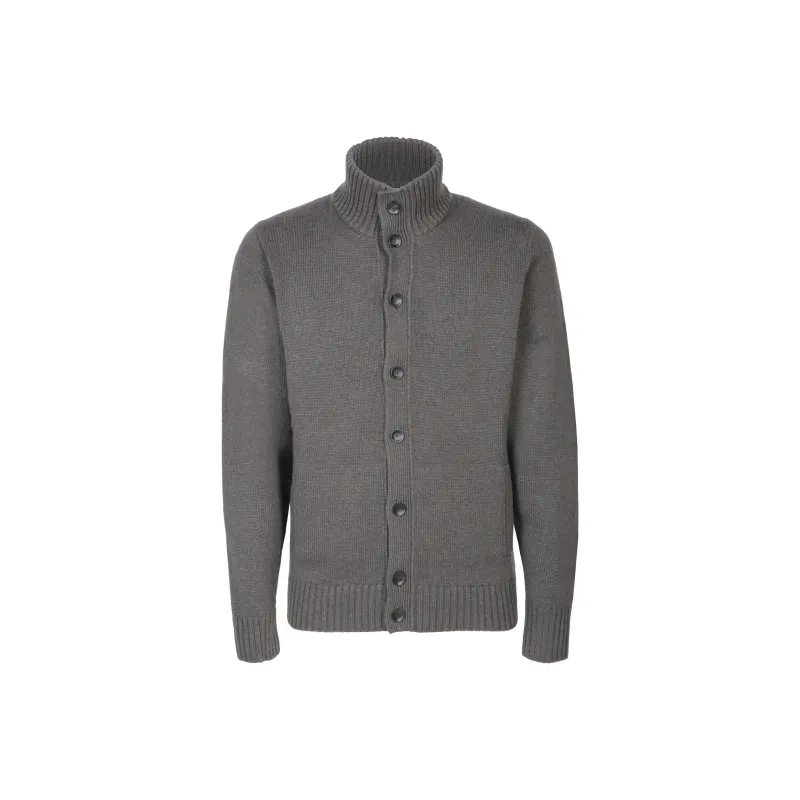 Zanone Funnel neck Ribbed knit Cardigan-0