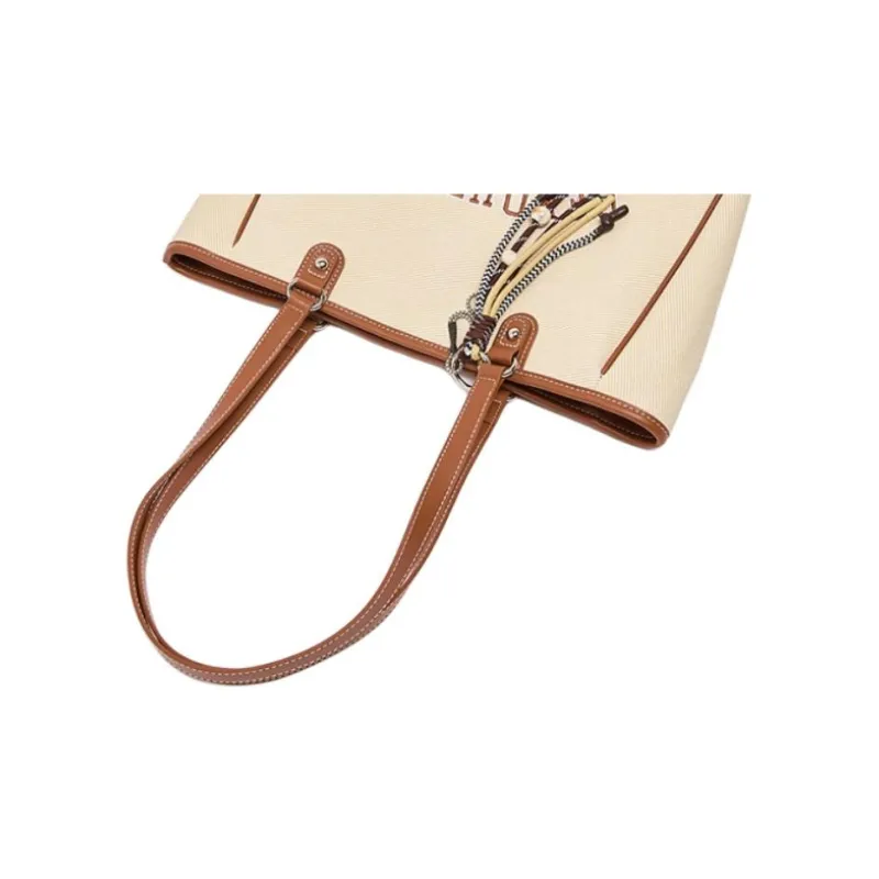Three Blessings PU Tote Bag, Shopping Bag, Shoulder Bag Medium Size Women's Brown/Black-7