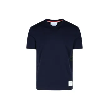 THOM BROWNE Short Sleeved Crewneck Knitted T Shirt