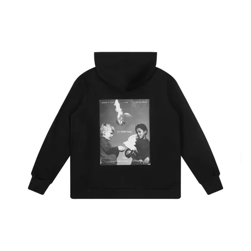 HARSH AND CRUEL Black White Photography Inspired Ripple Effect Kids With Peace Dove Print Casual Hoodie Unisex