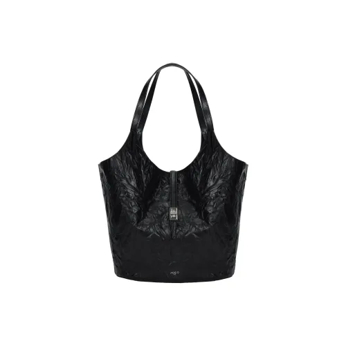 APEDE MOD Relief Embossed Cow Leather Basket Bag Handbag Regular Women's Black
