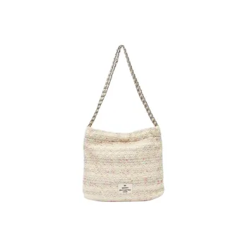 Three Blessings PU Shoulder Bag Medium Size Women's Ivory White