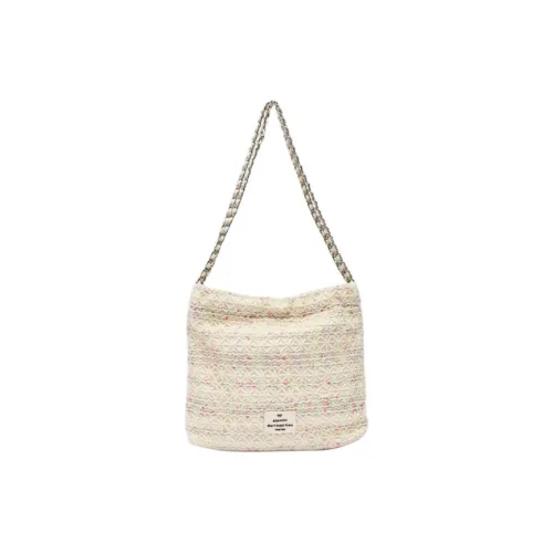 Three Blessings PU Shoulder Bag Medium Size Women's Ivory White