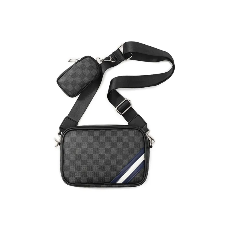 Old Man's Head Synthetic Leather Shoulder Bag Regular Men's Black-3