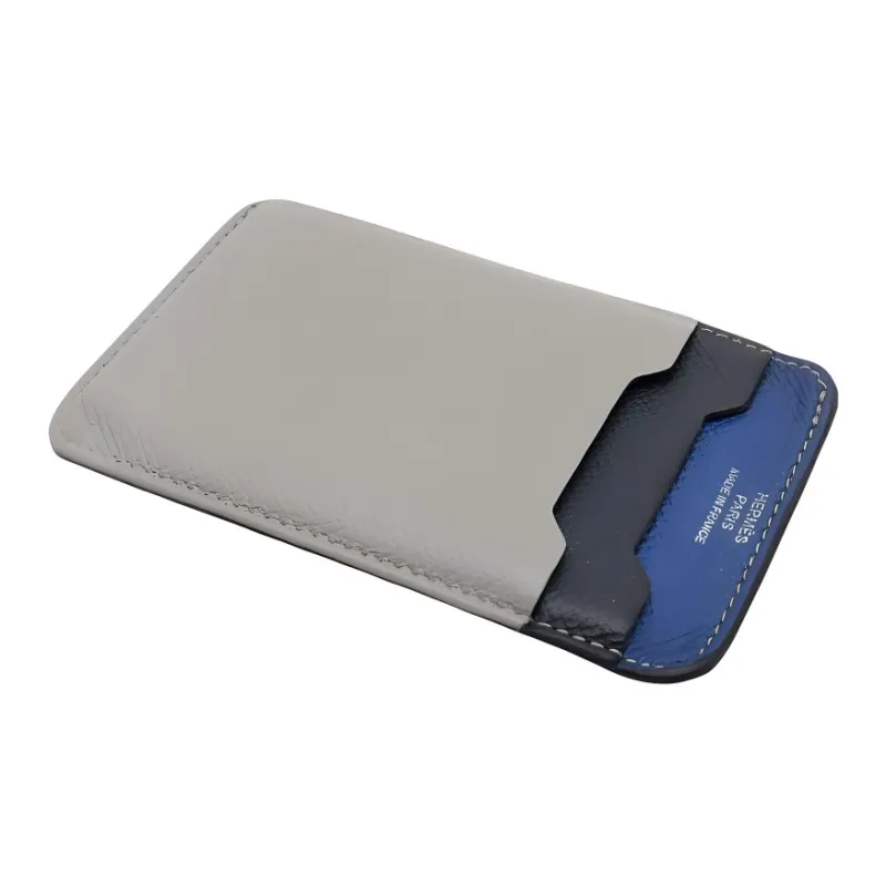 HERMES City Epsom Calfskin Card Holder Card Holder Women's Ice Blue/Navy Blue/Indigo-3