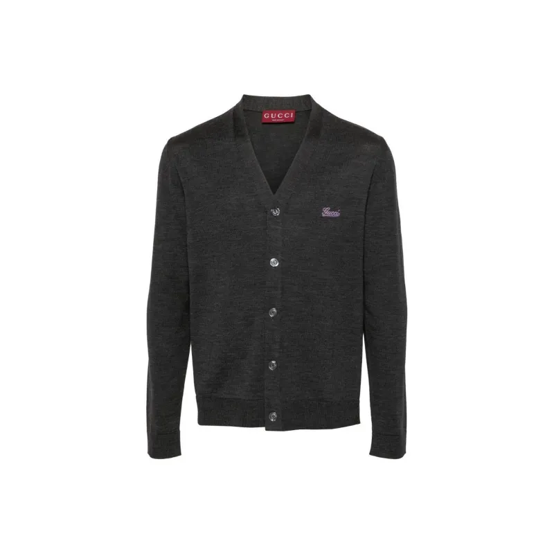 GUCCI Logo embroidered Wool Cardigan-0