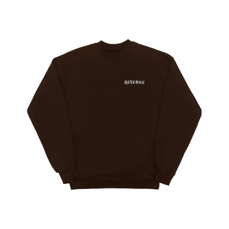 Revenge EMBROIDERED MAGDALEN BROWN CREWNECK Sweater Unisex Brown-0