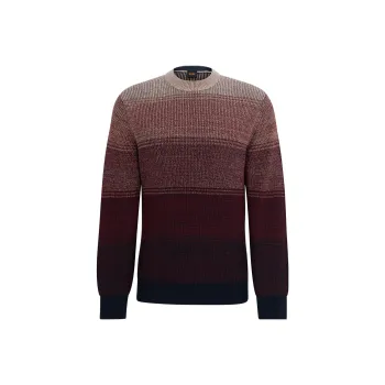 HUGO BOSS Cotton Blend Regular Fit Sweater With Degradé Knit Sweater Men's Red