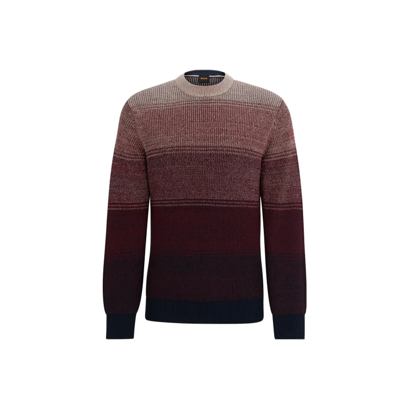 HUGO BOSS Cotton Blend Regular Fit Sweater With Degradé Knit Sweater Men's Red-0