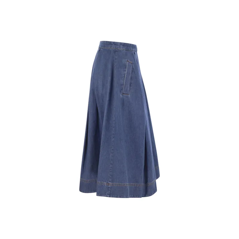 WEEKEND MaxMara Denim Long Skirt Women's Blue-2