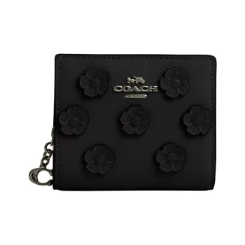 COACH Snap Wallet Smooth Leather Wallet Mini Women's Black
