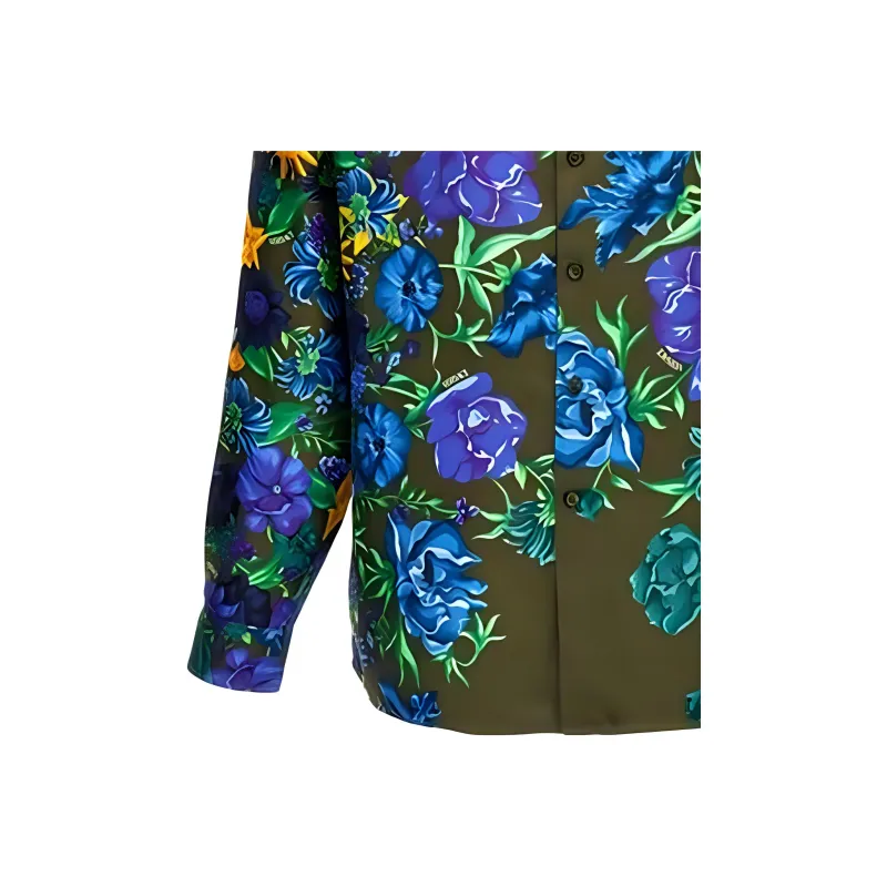 VERSACE Floral Printed Button-Up Shirt-5