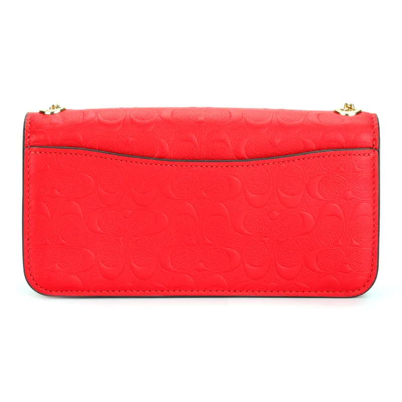 COACH Morgan Calfskin With Leather Chain Bag, Shoulder Bag, Crossbody Bag Trumpets Women's Red-2