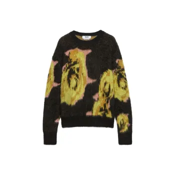 MSGM Rose Intarsia Knit Crewneck Jumper