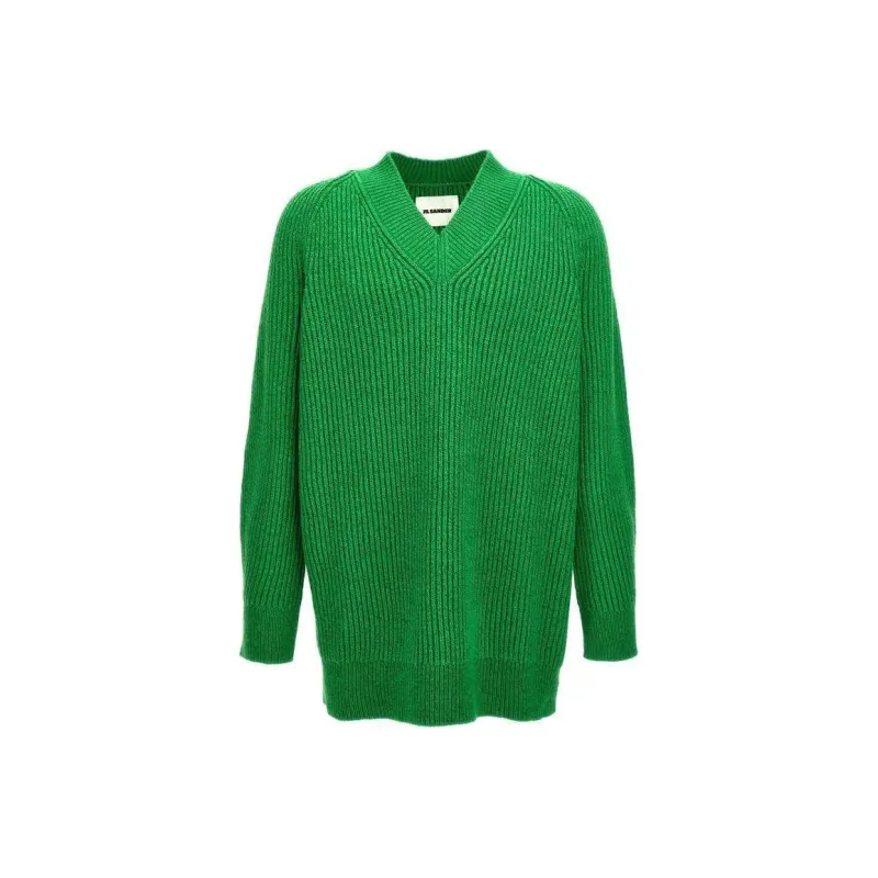 JIL SANDER V Neck Knitted Oversized Jumper-0