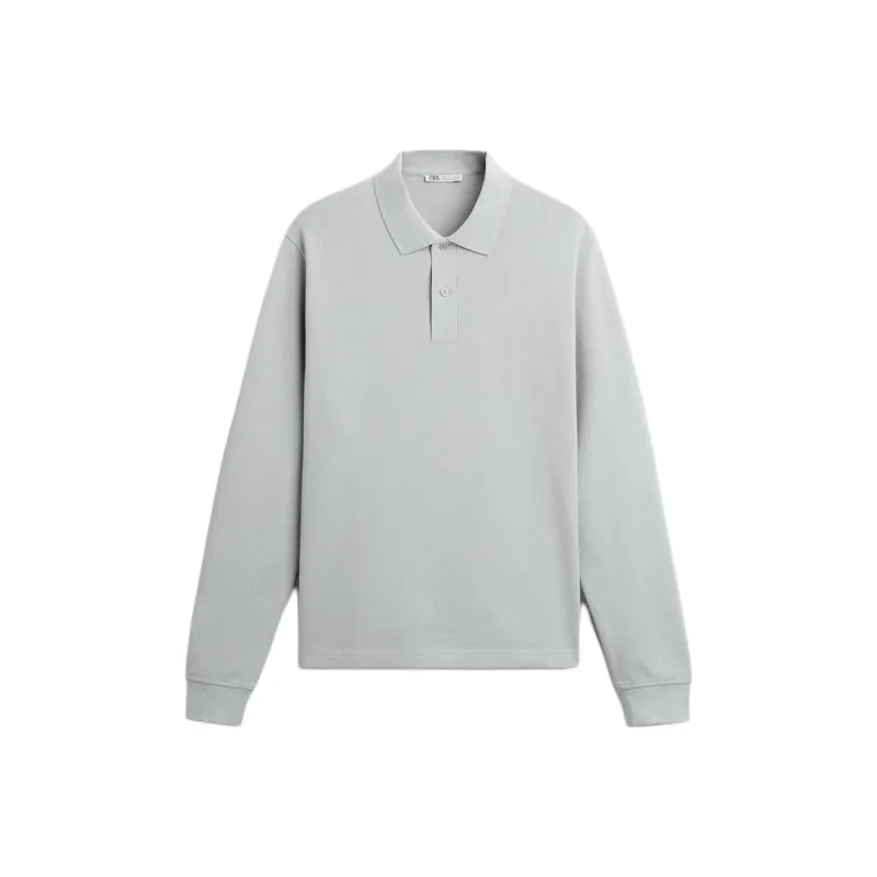 ZARA Polo Shirt Men's Light Sky Blue-0