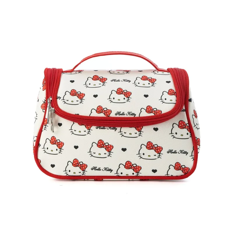 Sanrio Hello Kitty Canvas Makeup Bag Women's Red-0
