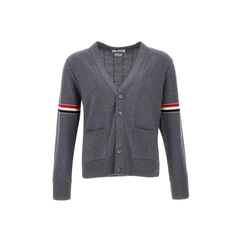 THOM BROWNE Stripped Buttoned Cardigan-0