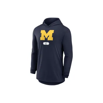 JORDAN Michigan Wolverines Men's JORDAN Brand Dri FIT College Long Sleeve Hooded T Shirt
