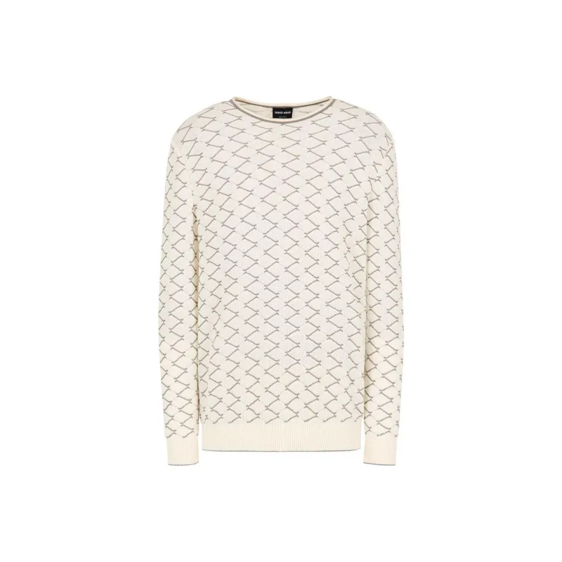 GIORGIO ARMANI Zigzag embroidered Round neck Jumper-0