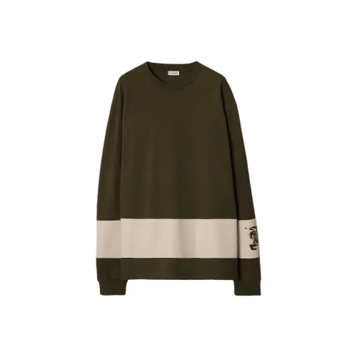 Burberry Logo Printed Striped Crewneck Sweatshirt