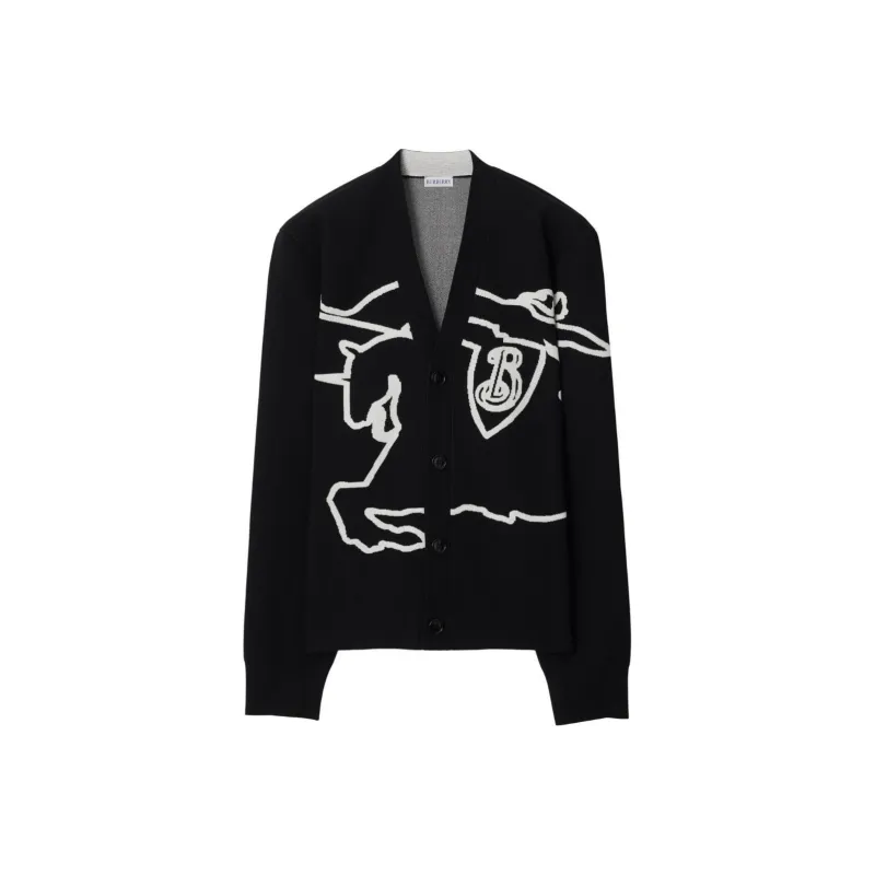 Burberry Ekd Intarsia Knit V Neck Cardigan-0