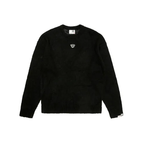Aape Ape Face Pattern Crew Neck Casual Knitwear Men's Black