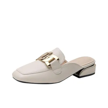 Than Than Me Rubber Sole Slip Resistant Closed Toe Slippers Women's Apricot