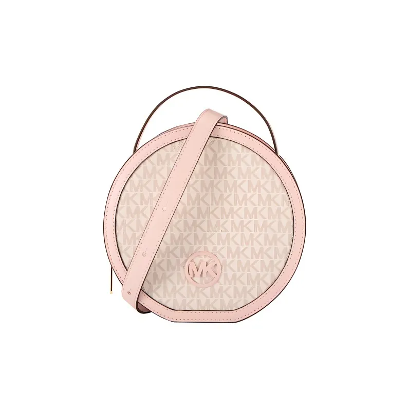 MICHAEL KORS Aidy Leather Round Bag Shoulder Bag Crossbody Bag Medium Size Women's Vanilla White & Pink-0