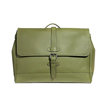 COACH Hudson Natural Pebbled Leather Messenger Bag Handbag Shoulder Bag Crossbody Bag Large Size Men's Olive Green