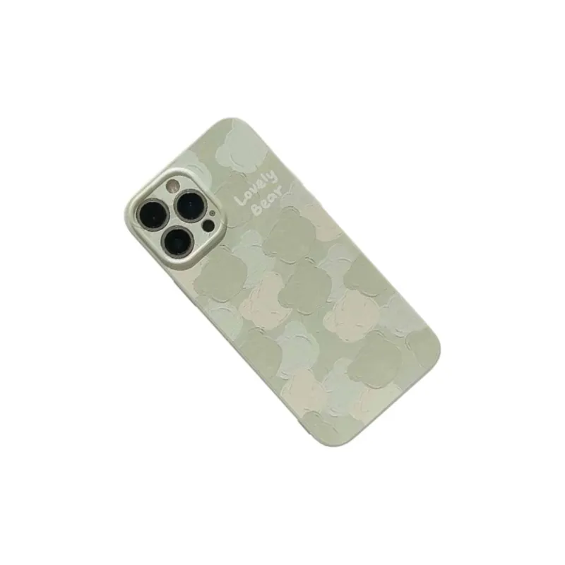Wei Xin TPU Material Matcha Green Bear Head Phone Cases Compatible With IPhone 16/15 Pro Max/Apple 13/14 Pro/Max-2