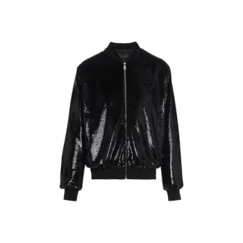 PRADA Sequin-Embellished Long-Sleeved Zipped Bomber Jacket