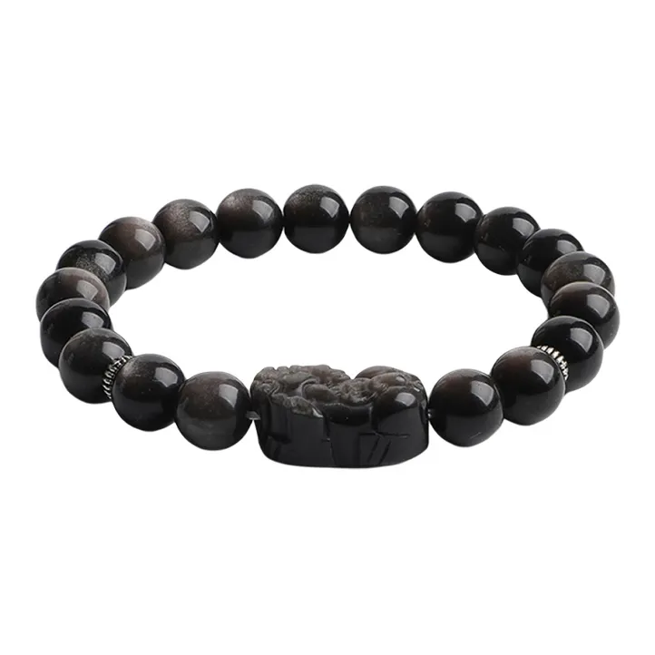 With The Heart Of The Jade Obsidian Bracelets Unisex-7