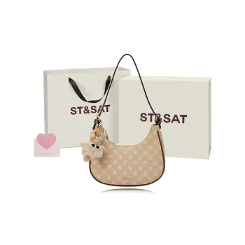 ST&SAT PVC Crescent Bag, Shoulder Bag, Crossbody Bag Women's Apricot/Coffee