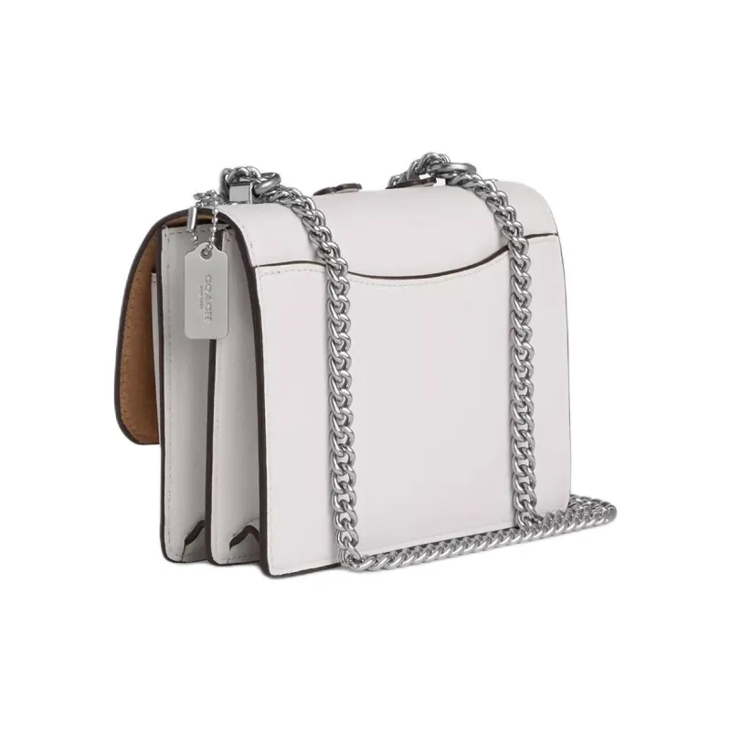 COACH Leather Shoulder Bag, Crossbody Bag Mini Women's Chalk White-1