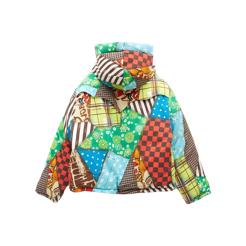 ERL Patchwork Pattern Padded Zipped Jacket-1