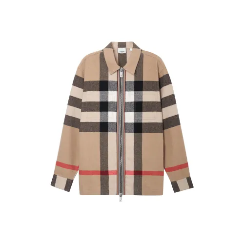 Burberry Check Wool cotton Zip front Shirt