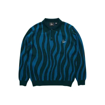 Parra Aqua Weed Waves Knitted Polo Shirt